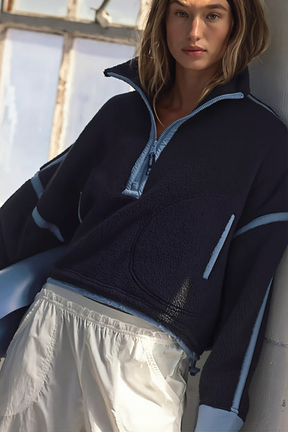 Colorblock Fleece Half Zip Sweatshirt