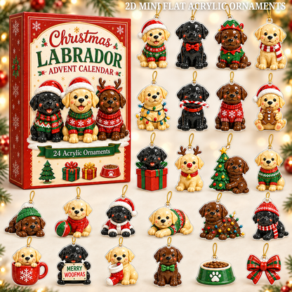 Christmas Labrador Toy Advent Calendar 2026 - 24-Day Festive Countdown, Acrylic Charms Blind Box - Gift For Labrador Lovers