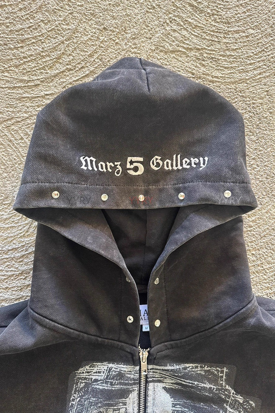 Street Style Rhinestone Print Hoodie