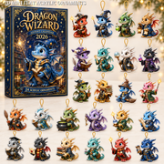 Dragon Wizard Advent Calendar 2026 - 24-Day Festive Countdown, Acrylic Charms Blind Box - Gift For Dragon Lovers