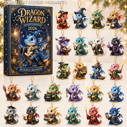 Dragon Wizard Advent Calendar 2026 - 24-Day Festive Countdown, Acrylic Charms Blind Box - Gift For Dragon Lovers