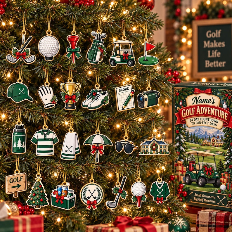Personalized Golf Advent Calendar: 24-Day Countdown Ornament (2026)