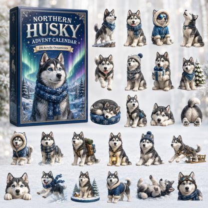 Northern Husky Advent Calendar 2026 - 24-Day Festive Countdown, Acrylic Charms Blind Box - Gift For Husky Lovers