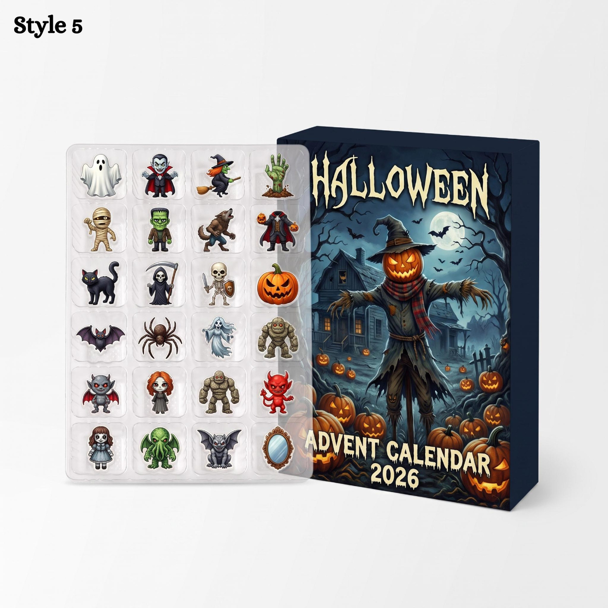 Halloween Advent Calendar 2026 Blind Box, 24 Days Spooky Countdown, Collectible Creepy Charms, Mystery Mini Ornament Gift For Kids