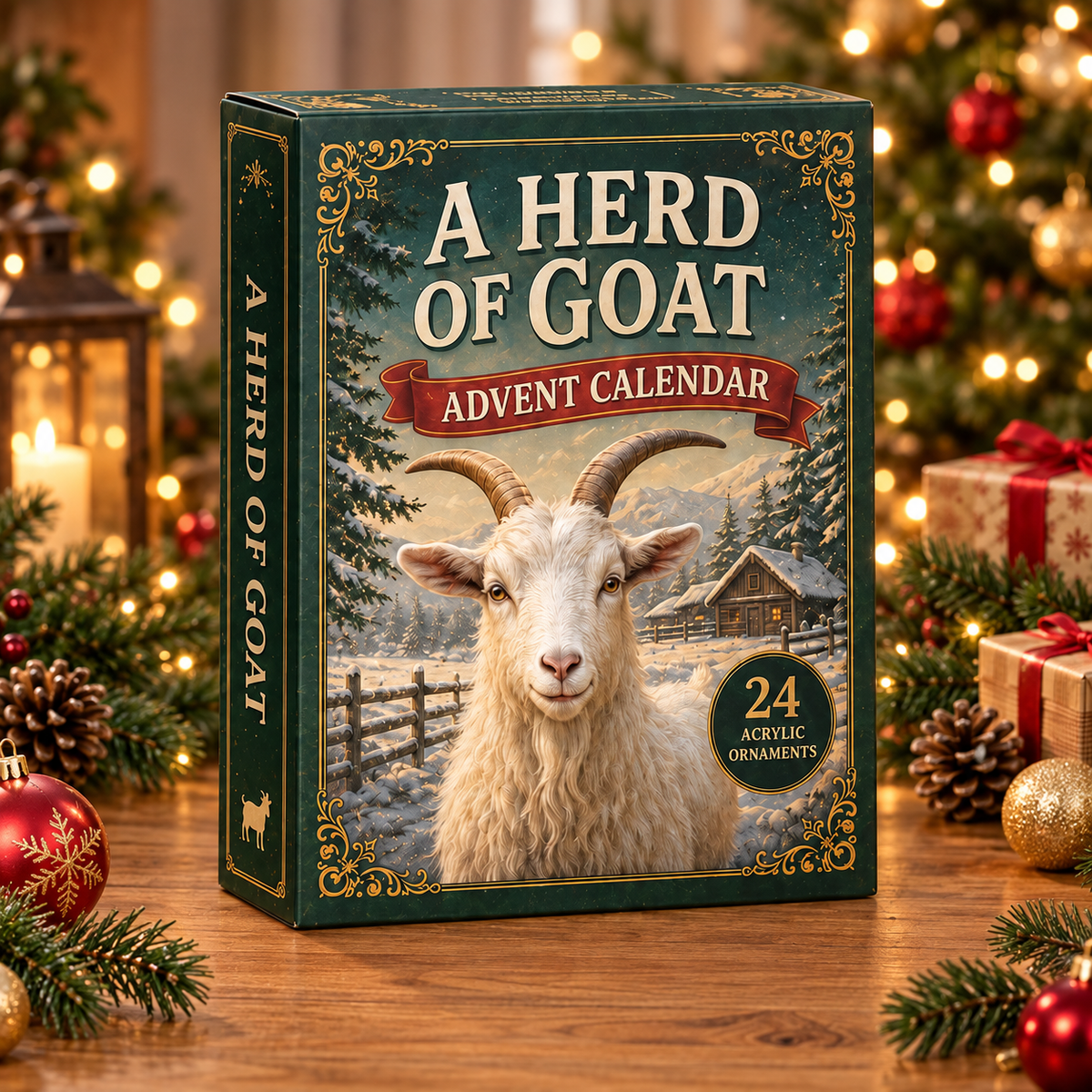 A Herd of Goat Advent Calendar 2026 - 24-Day Festive Countdown, Acrylic Charms Blind Box - Gift For Goat Lovers