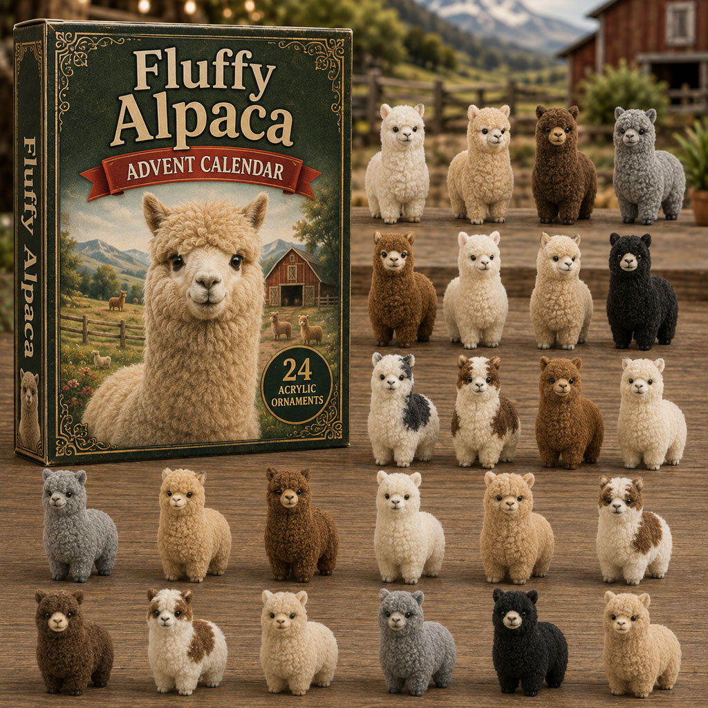 Fluffy Alpaca Advent Calendar 2026 - 24-Day Festive Countdown, Acrylic Charms Blind Box - Gift For Farm Lovers