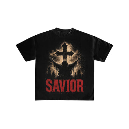 Savior Gothic Cross Graphic Streetwear T-Shirt