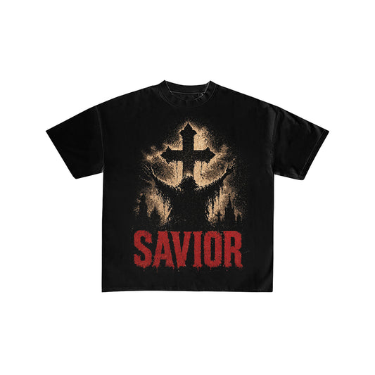 Savior Gothic Cross Graphic Streetwear T-Shirt