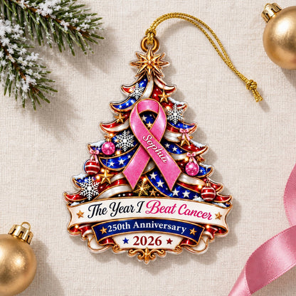 Personalized Breast Cancer Awareness 250 Years Of Freedom America Ornament UKTD6100903