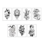 7 Pcs Animal Skull Geisha Temporary Tattoo Stickers