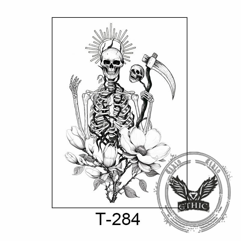 7 Pcs Animal Skull Geisha Temporary Tattoo Stickers