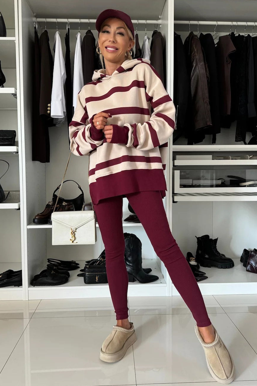 Striped Hoodie Jogger Two Piece Set