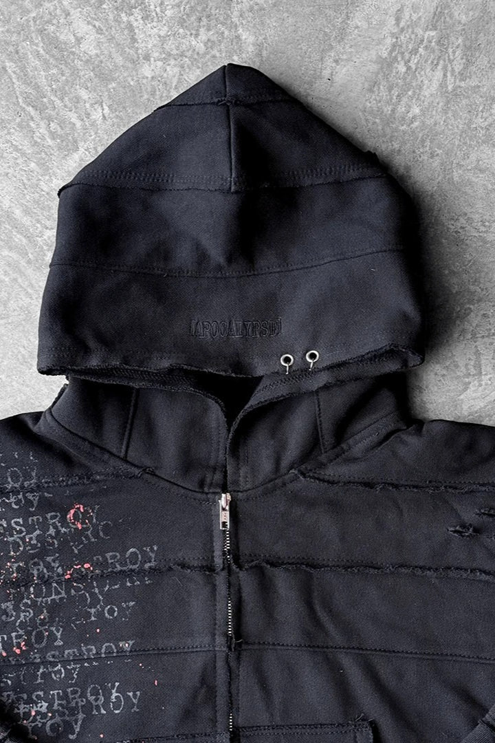 Layered Graphic Zip-Up Hoodie
