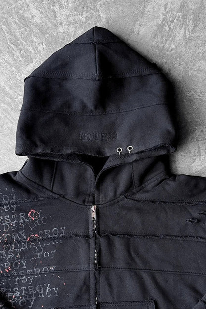 Layered Graphic Zip-Up Hoodie