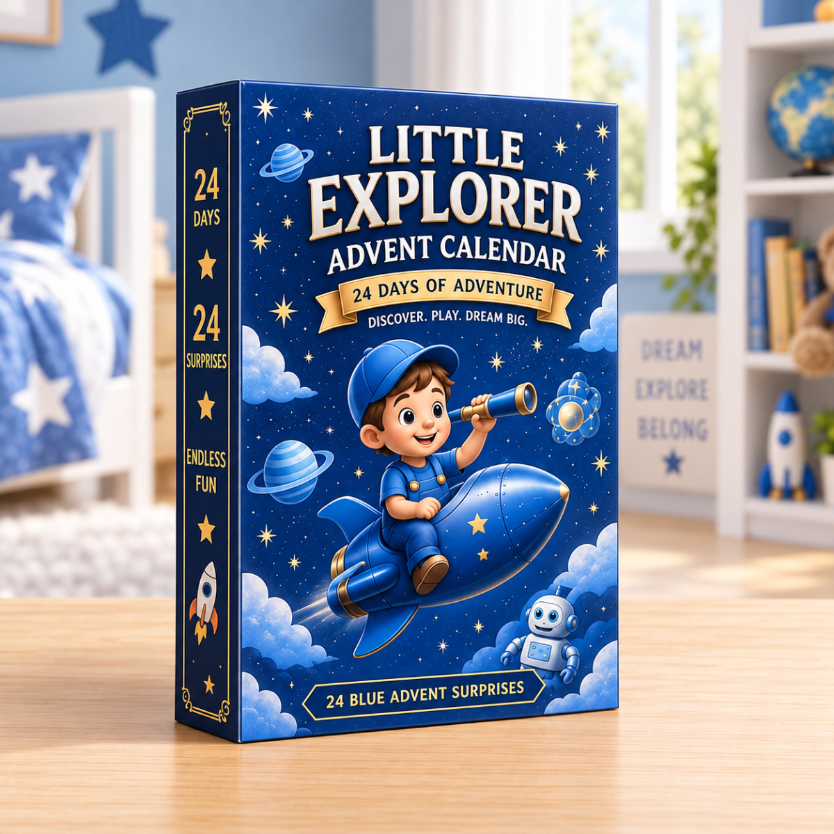 2026 Little Explorer Advent Calendar – 24 Days of Adventure with 24 Blue 2D Acrylic Charms, Fun Christmas Countdown Gift for Kids, Curious Minds & Little Adventurers
