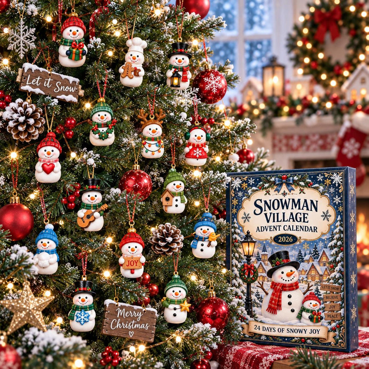Personalized Snowman Advent Calendar, Christmas Countdown Box, Mini Snowman Figures, Winter Village Decor, Kids Holiday Keepsake, GIFT 2026