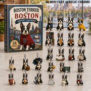 Boston Terrier In Boston Advent Calendar 2026 - 24-Day Festive Countdown, Acrylic Charms Blind Box - Gift For Dog Lovers