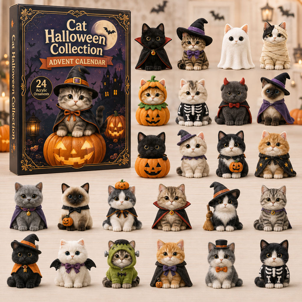 Halloween Cat Advent Calendar 2026 - 24-Day Festive Countdown, Acrylic Charms Blind Box - Gift For Halloween Lovers