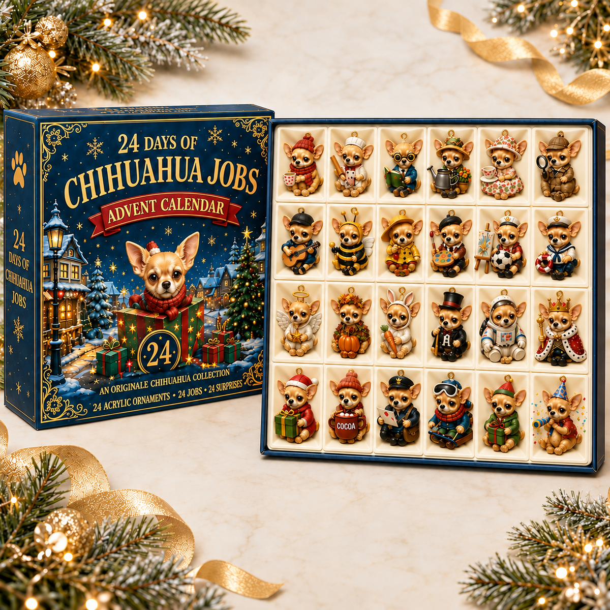 Chihuahua Jobs Advent Calendar - 24 Days of Acrylic Ornament