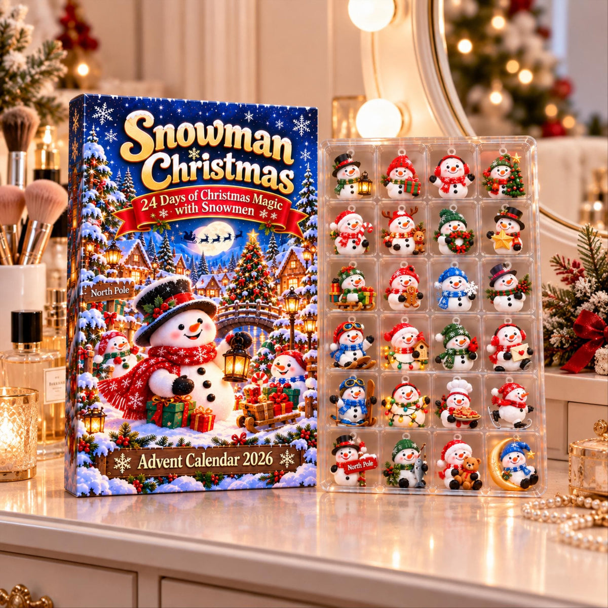 Snowman Advent Calendar 2026, 24 Piece Snowman Ornament Set, Snowman Blind Box Advent Calendar, Cute Snowman Countdown Gift for Home Decor
