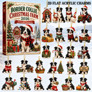 Border Collie Christmas Farm Advent Calendar 2026 - 24-Day Festive Countdown, Acrylic Charms Blind Box - Gift For Border Collie Lovers