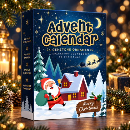 Personalized 2D Gemstone Advent Calendar 2026, 24 Natural Stone Christmas 2D Acrylic Charm with Hanging Loops, Crystal Countdown Gift Box, Holiday Gift for Kids & Adults