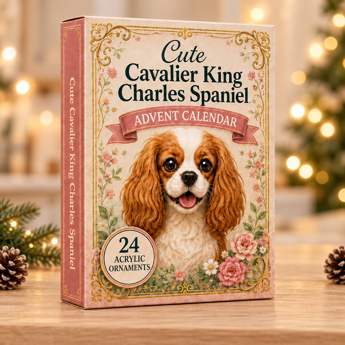 Cute Cavalier King Charles Spaniel Advent Calendar 2026 - 24-Day Festive Countdown, Acrylic Charms Blind Box - Gift For Dog Lovers