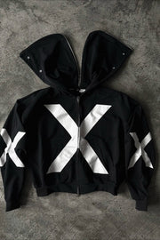 Monochrome Graphic Zip Hoodie