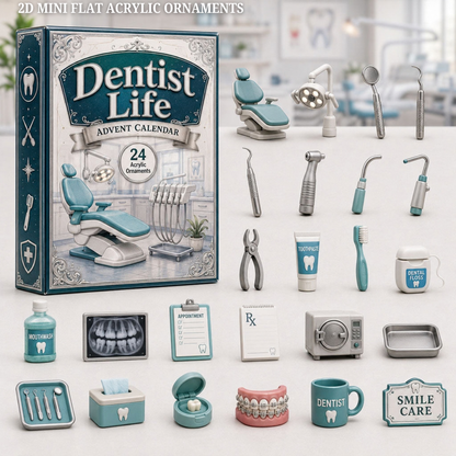 Dentist Life Advent Calendar 2026 - 24-Day Festive Countdown, Acrylic Charms Blind Box - Gift For Job Lovers