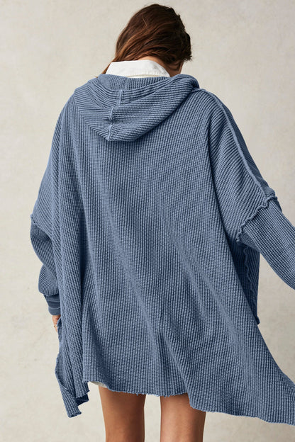Waffle Knit Oversized Pullover Hoodie