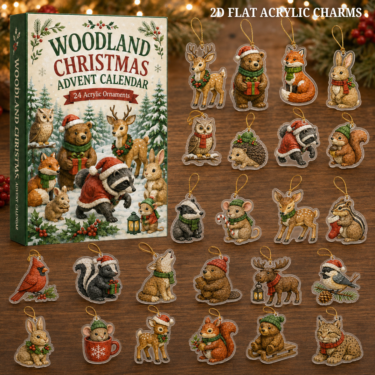 Woodland Merry Land Advent Calendar 2026 - 24-Day Festive Countdown, Acrylic Charms Blind Box - Gift For Woodland Lovers, Family Members