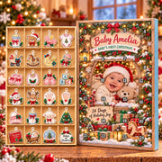 Personalized Baby Photo First Christmas Advent Calendar 2026,Custom Baby Name Blind Box, 24 Day Baby 1st Christmas Countdown Ornament Set