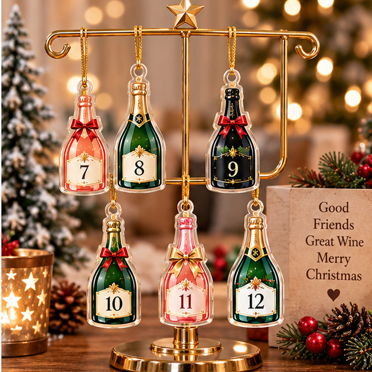 2026 Champagne Advent Calendar, 24 Days of Sparkling Surprises, Holiday Countdown Box, Luxury Wine Gift Set for Celebration