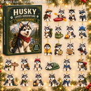 Husky Winter Adventure Advent Calendar 2026 - 24-Day Festive Countdown, Acrylic Charms Blind Box - Gift For Dog Lovers