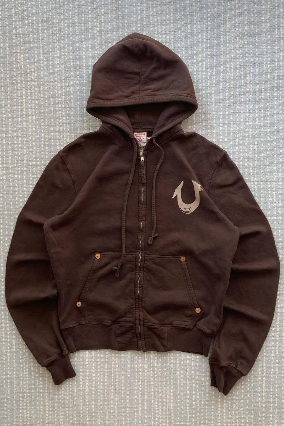 Vintage Graphic Riveted Zipper Hoodie