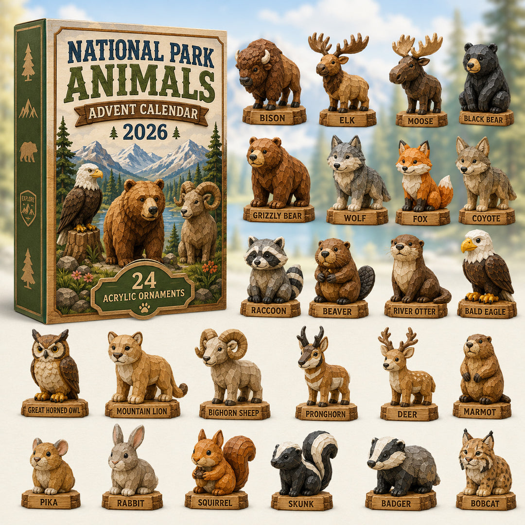 National Park Adorable Animals Advent Calendar 2026 - 24-Day Festive Countdown, Acrylic Charms Blind Box - Gift For Family & Friends