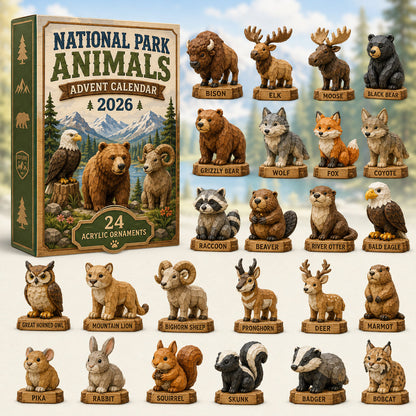National Park Adorable Animals Advent Calendar 2026 - 24-Day Festive Countdown, Acrylic Charms Blind Box - Gift For Family & Friends