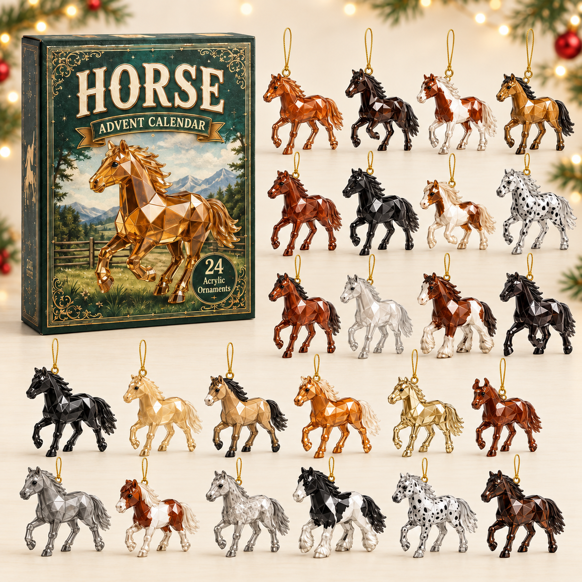 Noble Horse Advent Calendar 2026 - 24-Day Festive Countdown, Acrylic Charms Blind Box - Gift For Horse Lovers