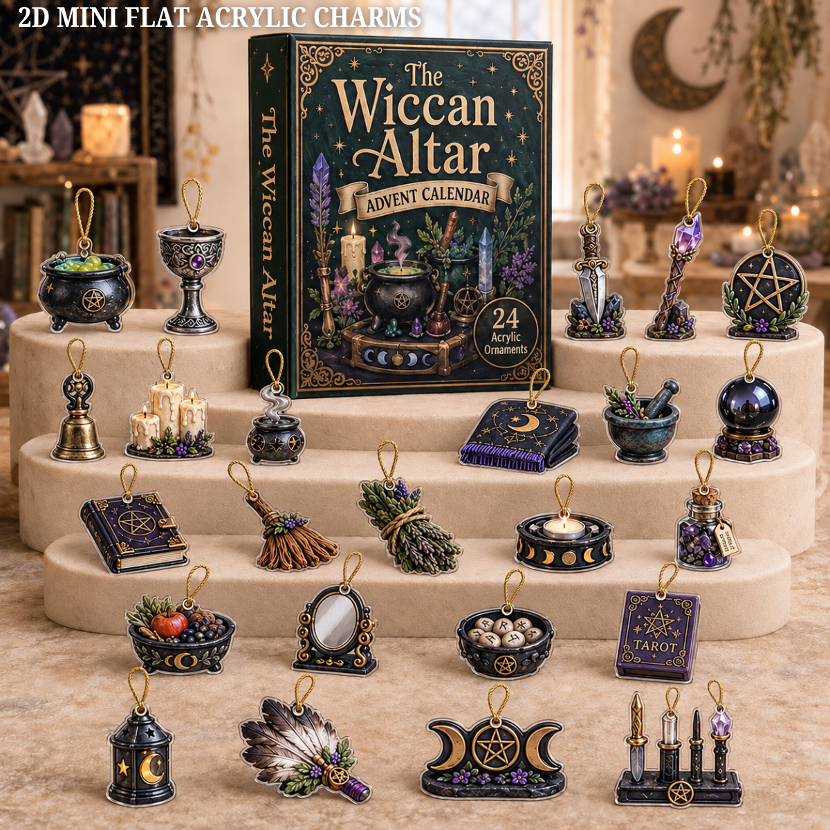 The Wiccan Altar Advent Calendar 2026 - 24-Day Festive Countdown, Acrylic Charms Blind Box - Gift For Witching Lovers