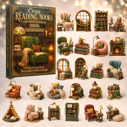 Cozy Reading Nooks Advent Calendar 2026 - 24-Day Festive Countdown, Acrylic Charms Blind Box - Gift For Reading Lovers
