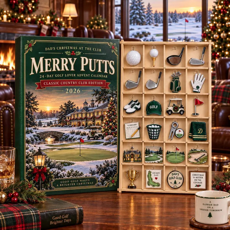 Golf Advent Calendar 2026, 24 Acrylic Golf Charms with Display Tray, Christmas Gift for Dad, Golfer Husband Gift