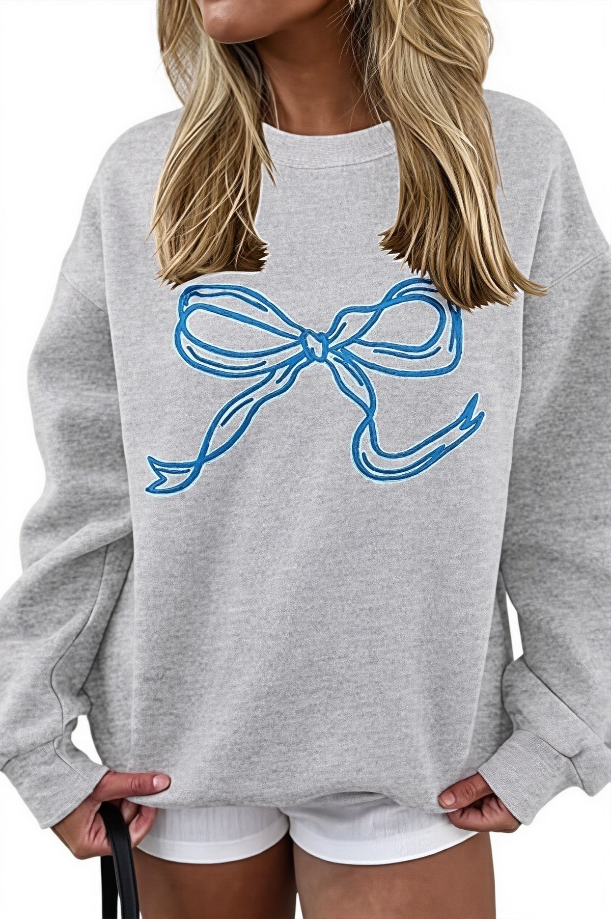 Bow Graphic Crew Neck Sweatshirt
