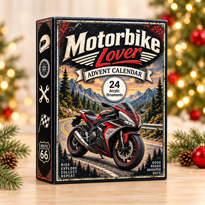 Motorbike Lover Advent Calendar 2026 - 24-Day Festive Countdown, Acrylic Charms Blind Box - Gift For Outdoor Hobby Lovers