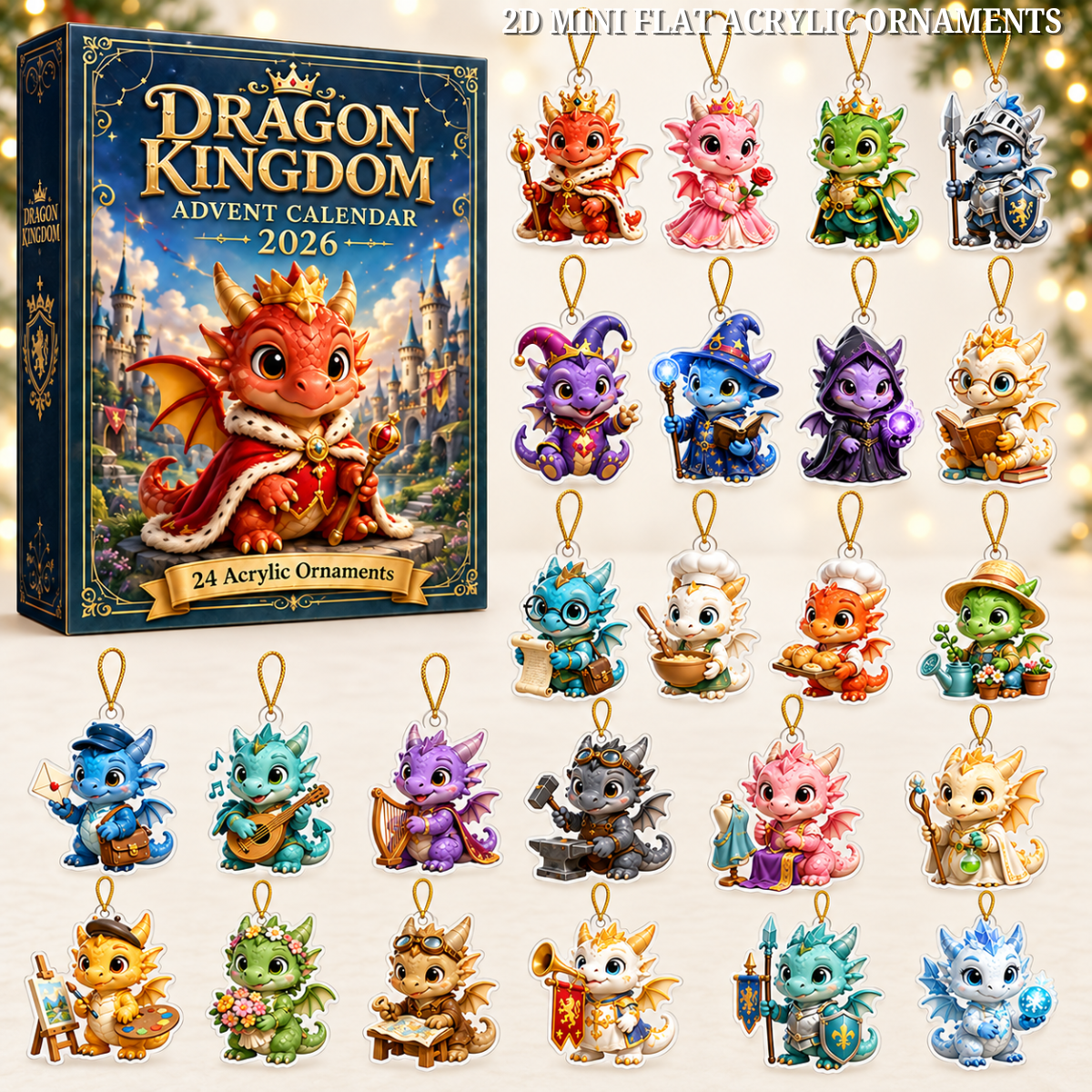 Dragon Kingdom Advent Calendar 2026 - 24-Day Festive Countdown, Acrylic Charms Blind Box - Gift For Dragon Lovers