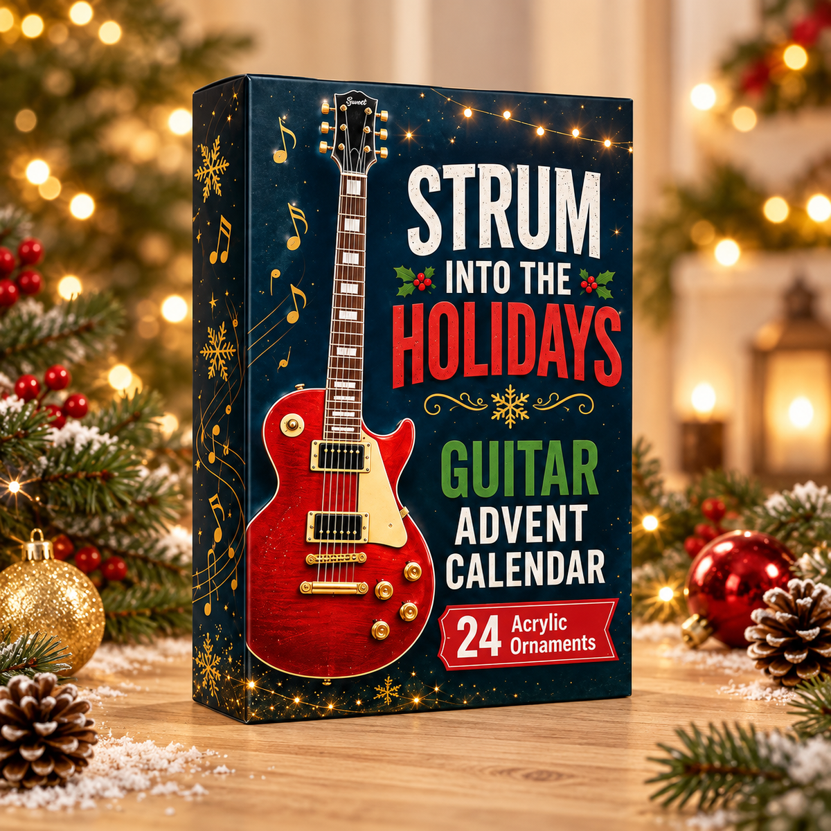 Strum Into The Holidays Advent Calendar 2026 - 24-Day Festive Countdown, Acrylic Charms Blind Box - Gift For Guitar Lovers