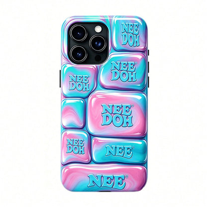 Nee Doh 3D Pink Blue Marble Puffy Phone Case