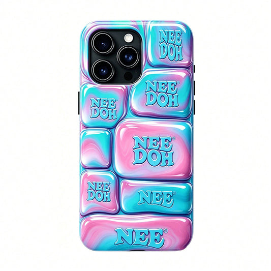 Nee Doh 3D Pink Blue Marble Puffy Phone Case