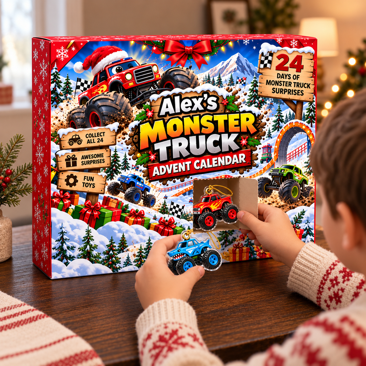 24 Days of Monster Trucks - Personalized Christmas Advent Calendar