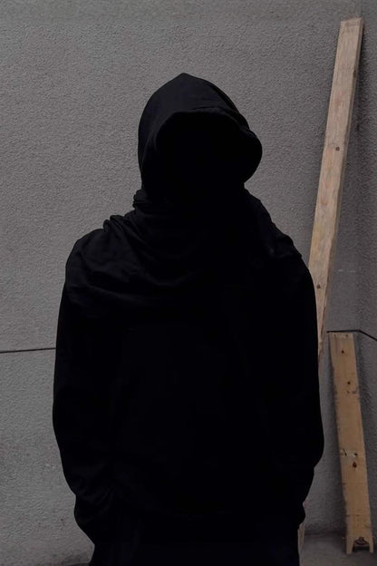 Scarf-Hood Asymmetric Pullover Hoodie