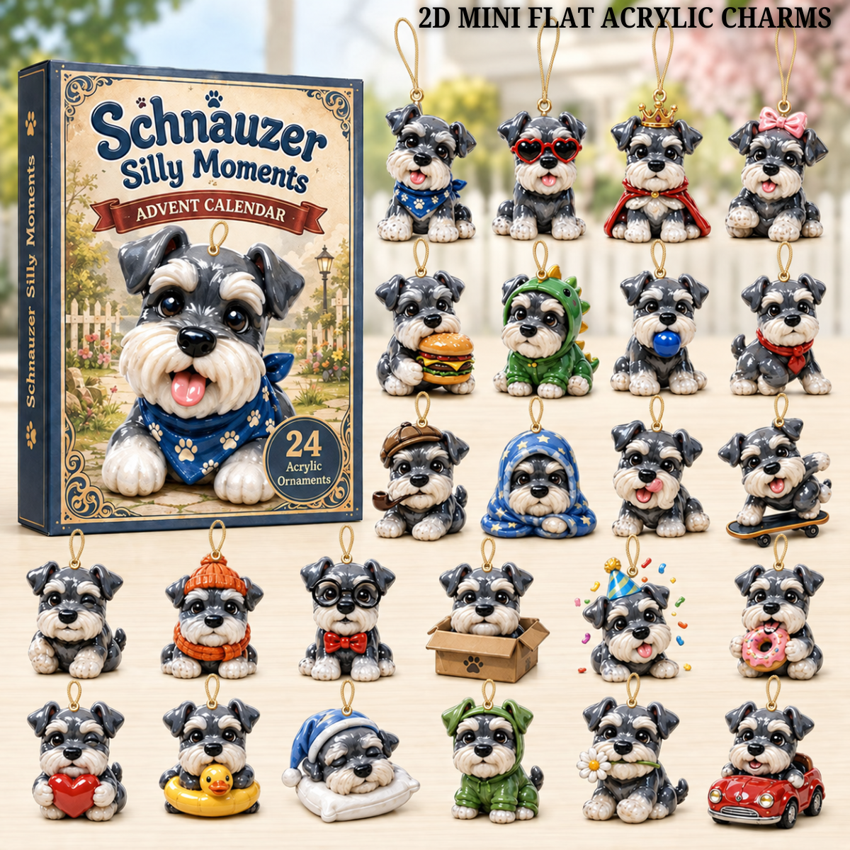 Schnauzer Silly Moments Advent Calendar 2026 - 24-Day Festive Countdown, Acrylic Charms Blind Box - Gift For Schnauzer Lovers